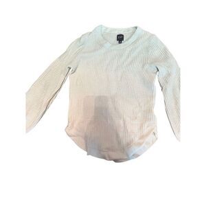 Gap waffle thermal scoop bottom Pullover sweater ombré aqua/cream sz XS balloon